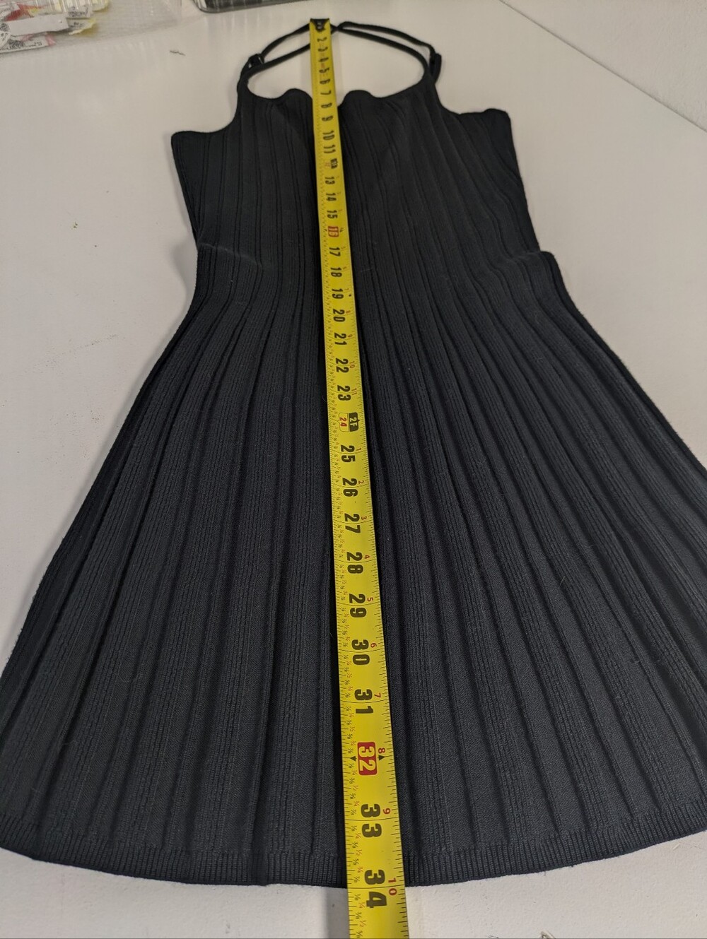 Abercrombie & Fitch Ribbed Mini Dress Size Small Black Cross Back Straps EUC - Picture 8 of 10
